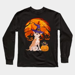 Chihuahua pumpkin witch Long Sleeve T-Shirt